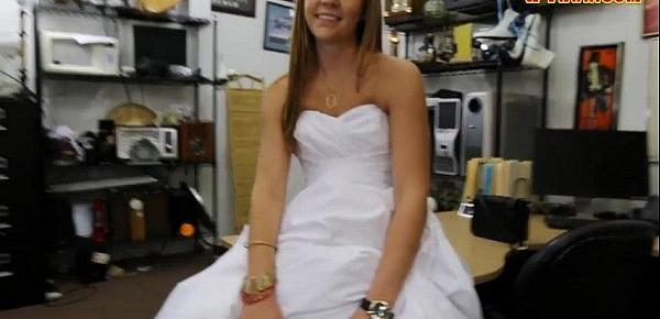  Babe in wedding dress fucked by pawn guy